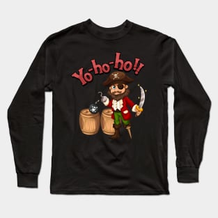 Captain hook cartoon character with yo-ho-ho speech Long Sleeve T-Shirt